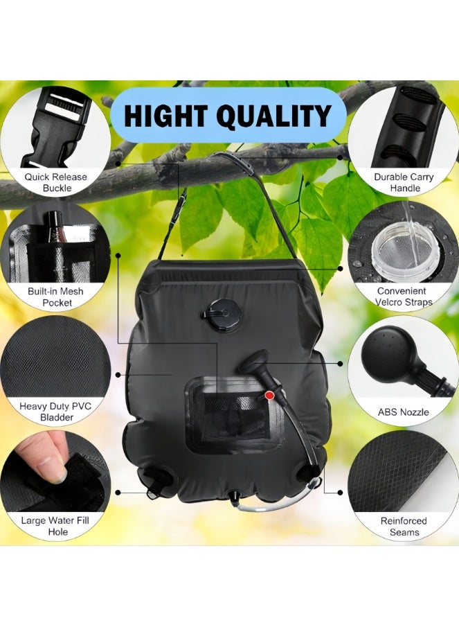Solar Shower Bag, 5 Gal/20L Solar Heating Camping Shower Bag, Removable Hose, On-Off Switchable Shower Head, Portable Shower, Traveling Shower, Portable Shower for Beach Swimming, Hiking - Image 4